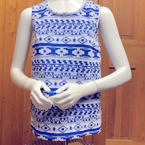 NWT Old Navy Jacquard Blue Print Open Back Beautiful Top Tank Tee Women's Size S